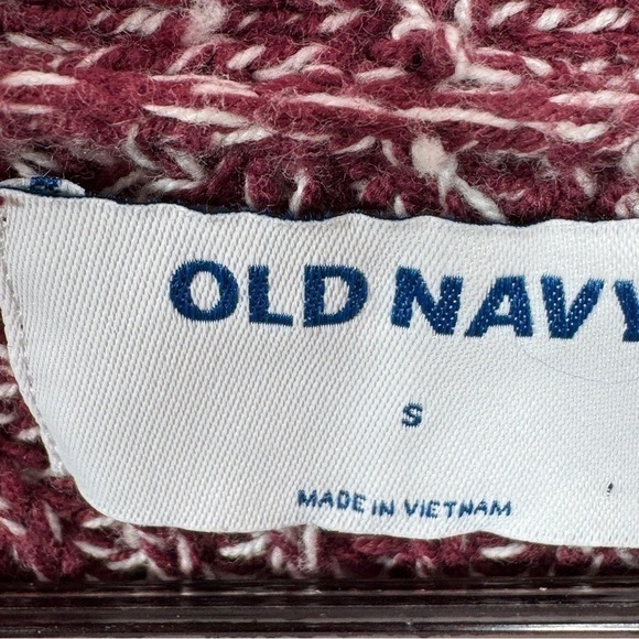 Old Navy Marled‎ Pointelle Knit V Neck Crop Cardigan Sweater Burgundy Red Small - Picture 11 of 14